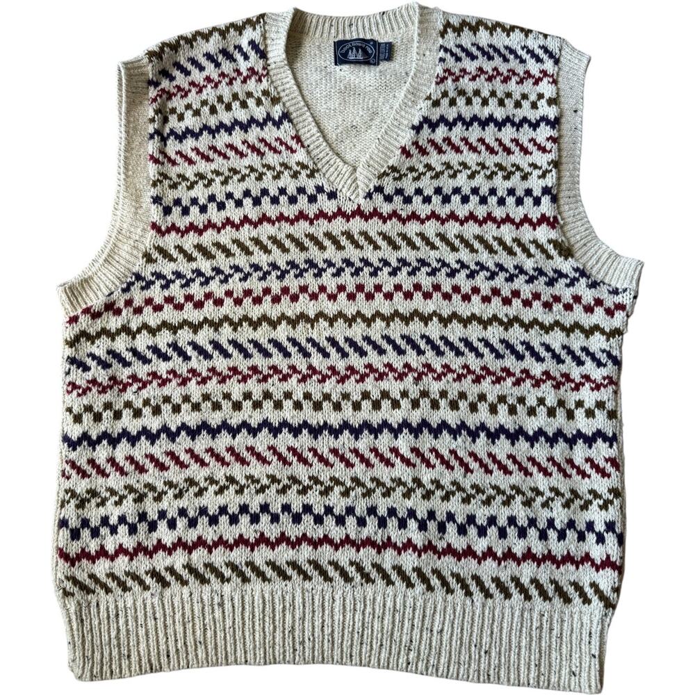 American Vintage Boat House Row knit cotton oatmeal V neck vest Large